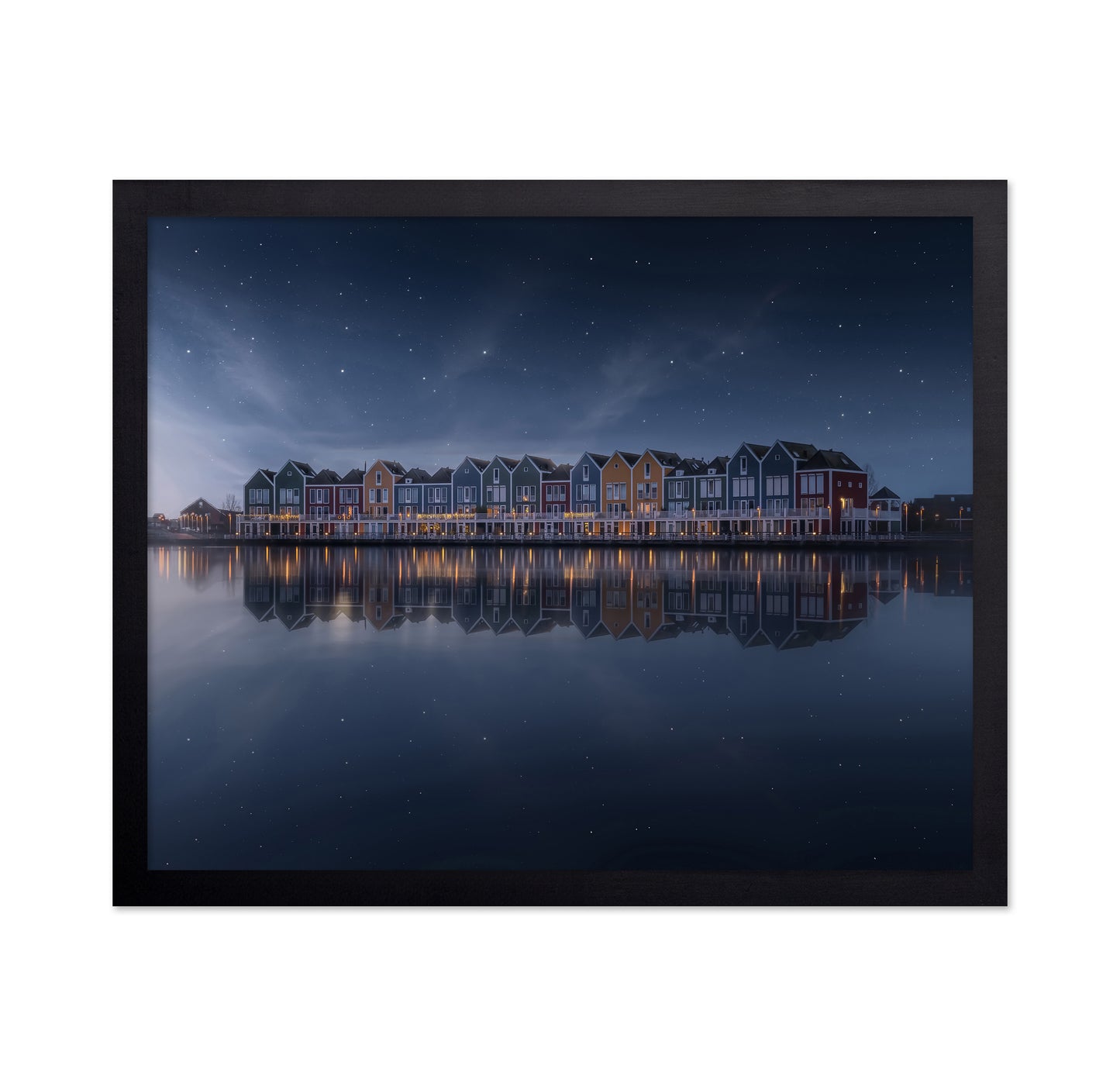 Dutch Waterfront Night Reflection