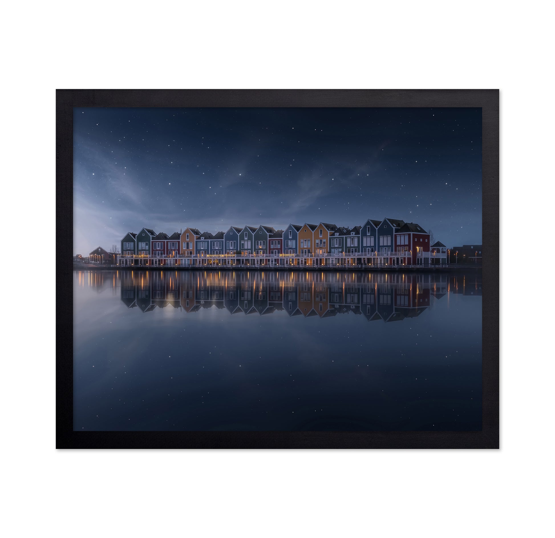Dutch Waterfront Night Reflection