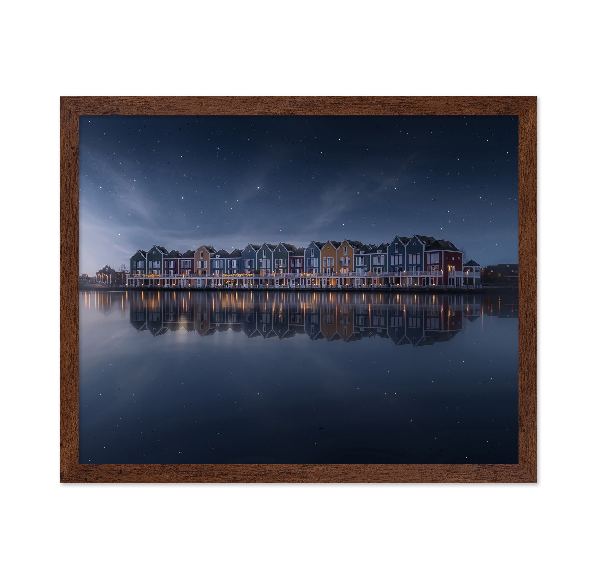 Dutch Waterfront Night Reflection