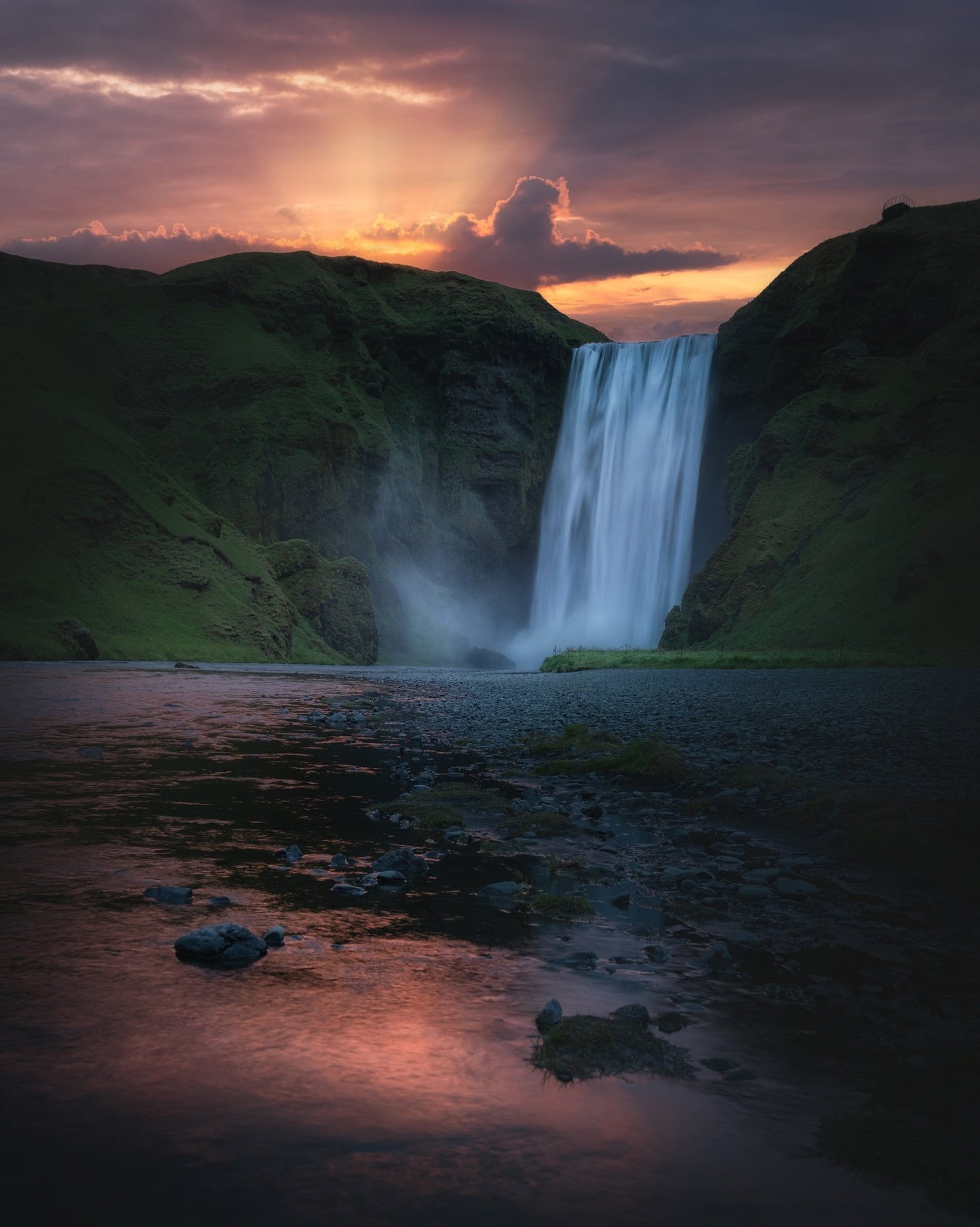Sk�gafoss Sunset Waterfall