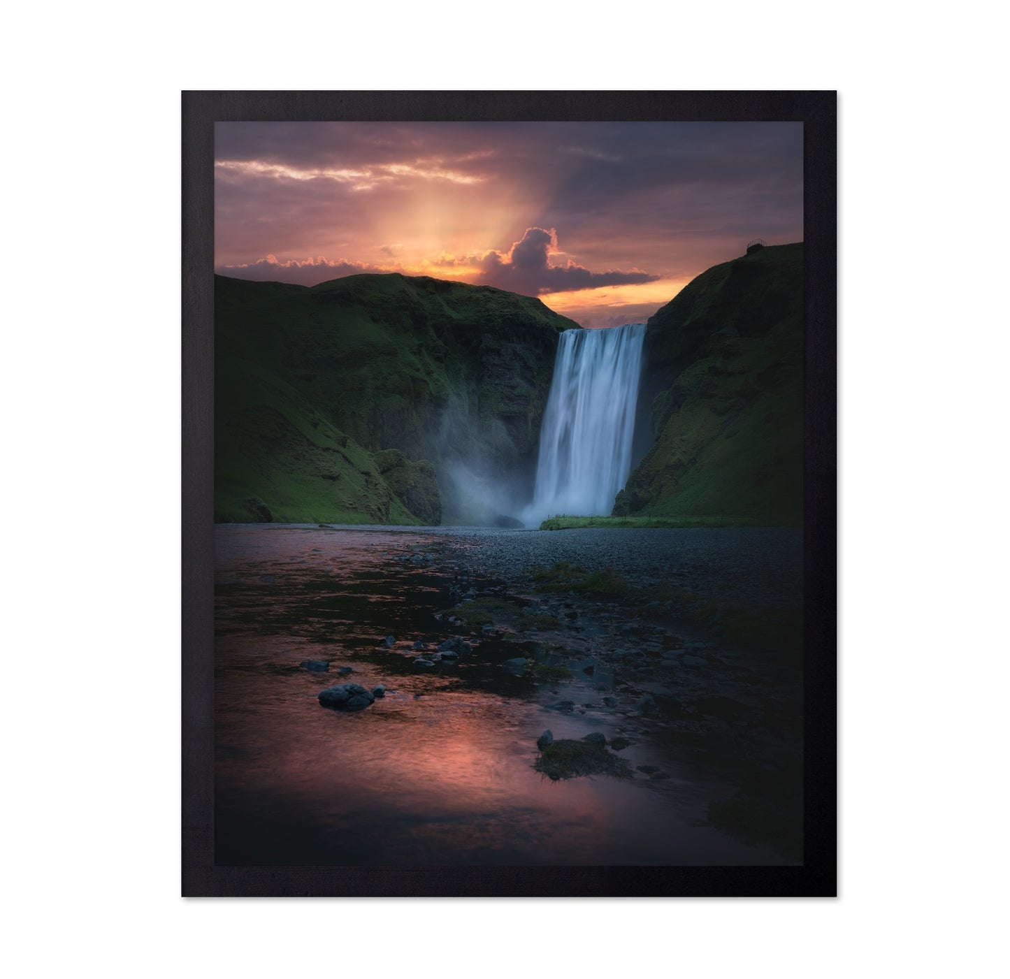 Sk�gafoss Sunset Waterfall
