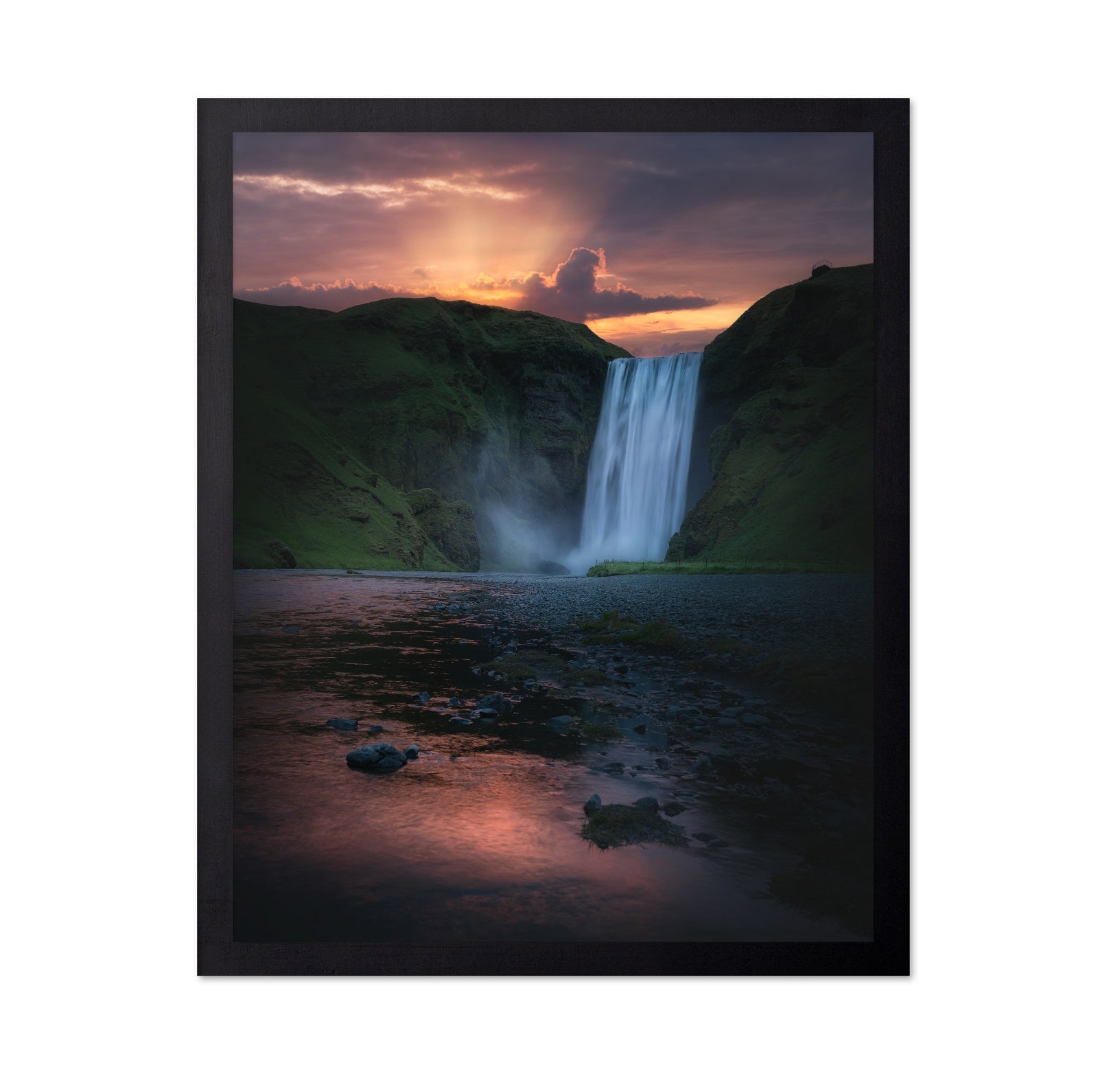 Sk�gafoss Sunset Waterfall