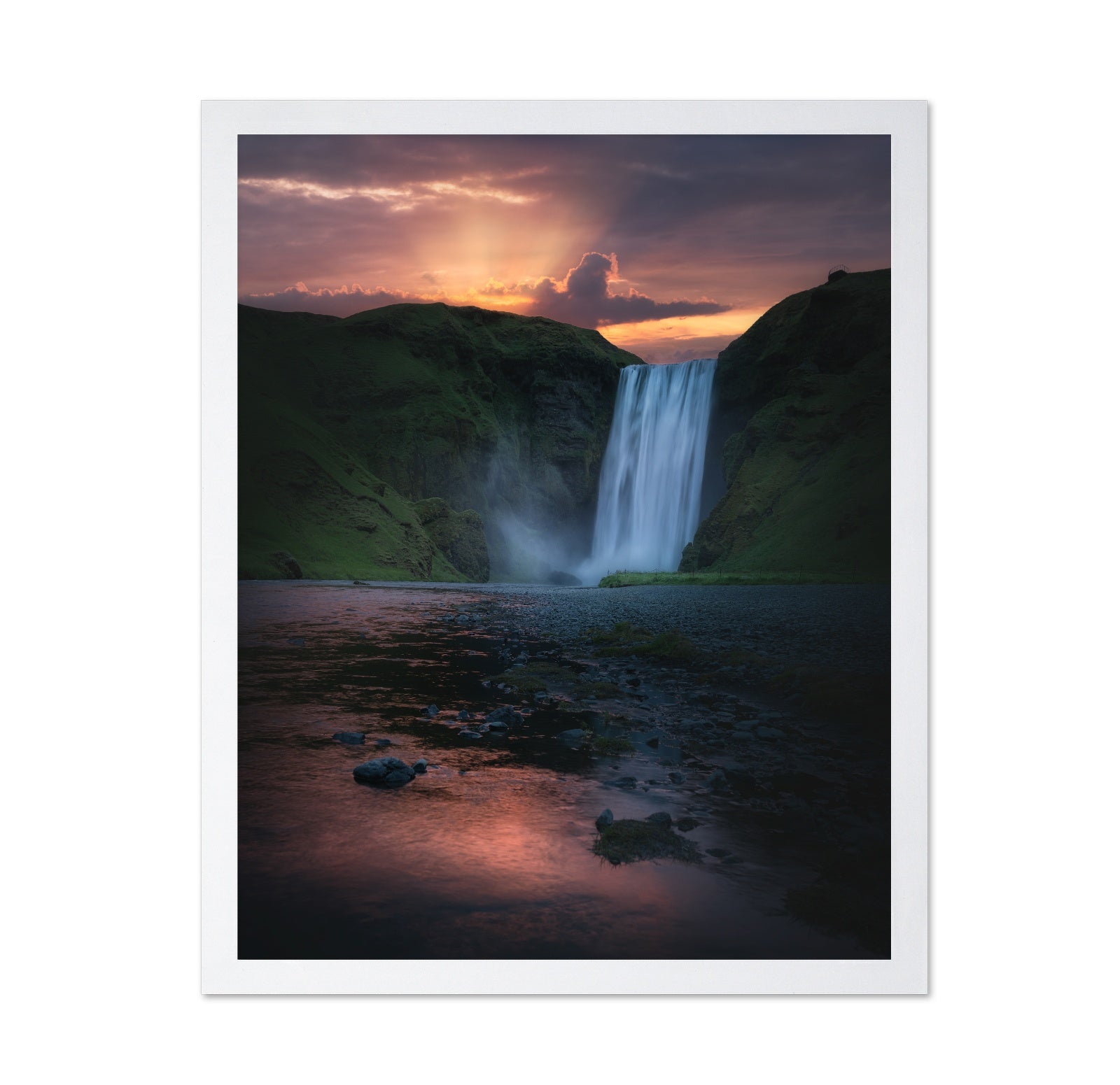 Sk�gafoss Sunset Waterfall