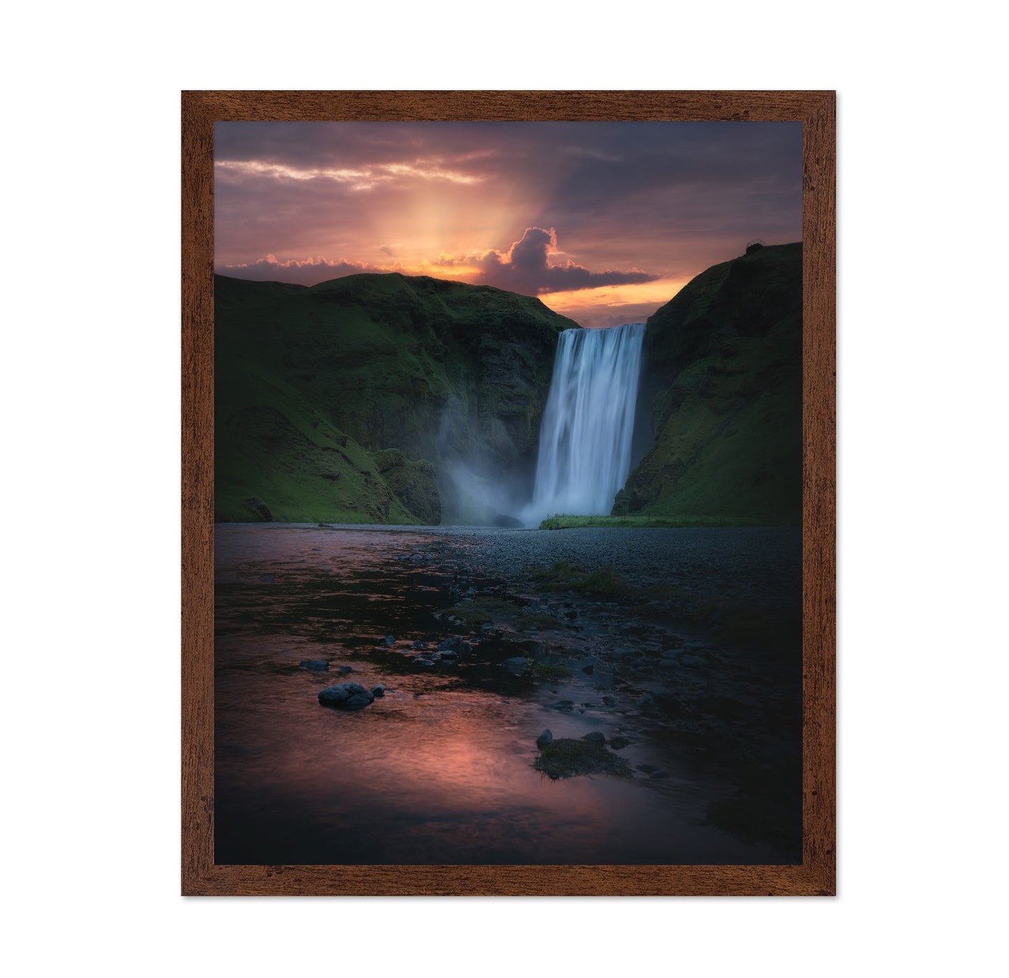 Sk�gafoss Sunset Waterfall