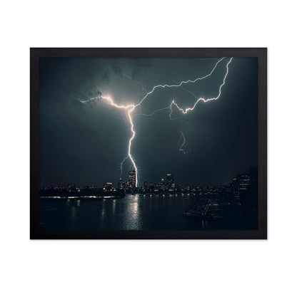 Lightning Over City Skyline