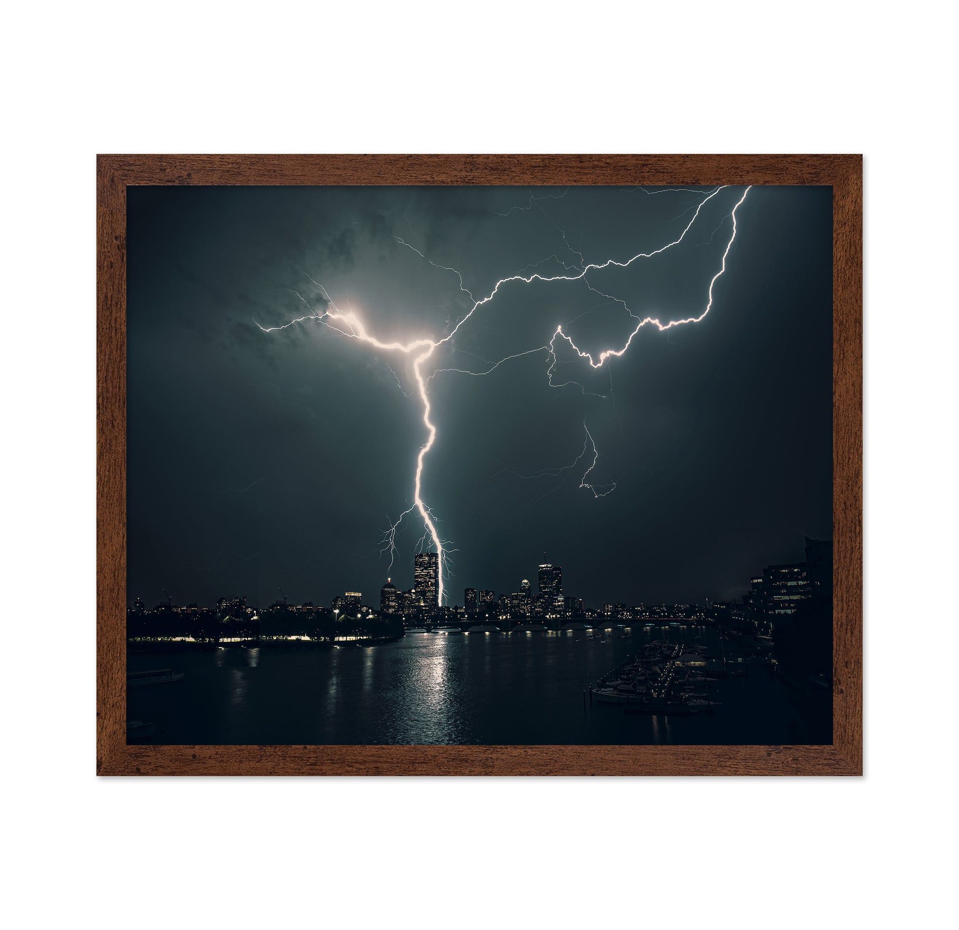 Lightning Over City Skyline