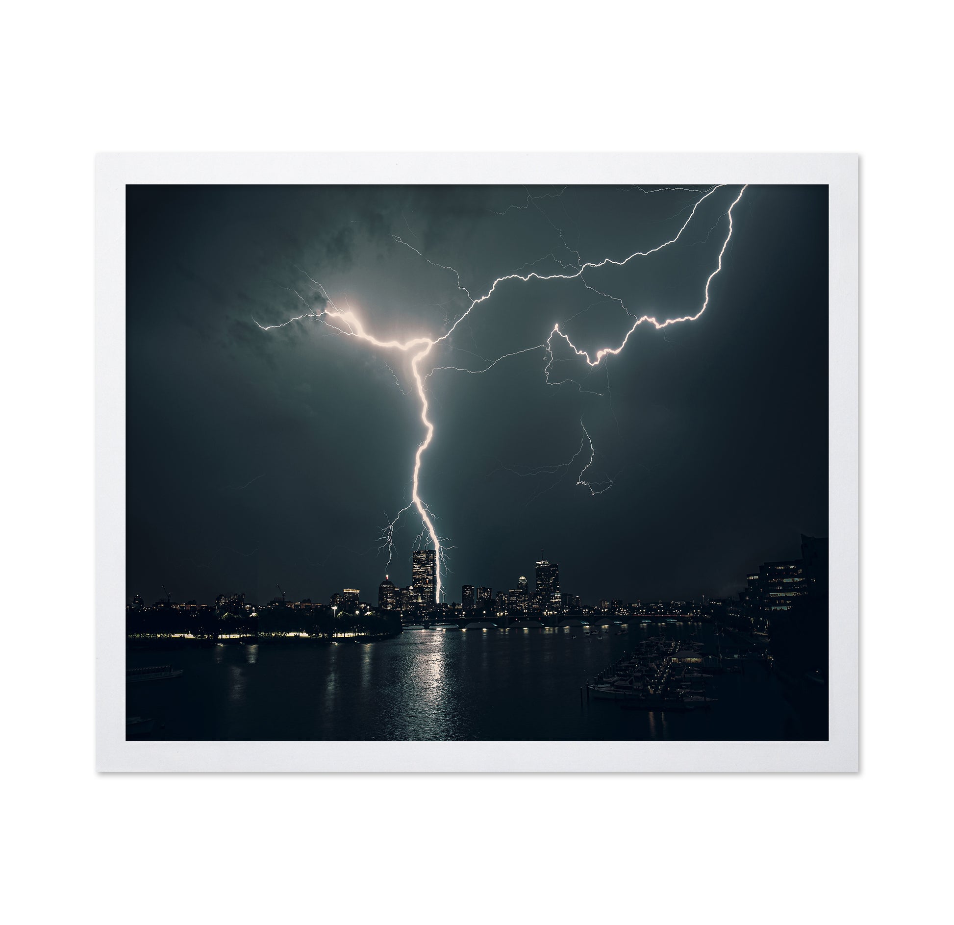 Lightning Over City Skyline