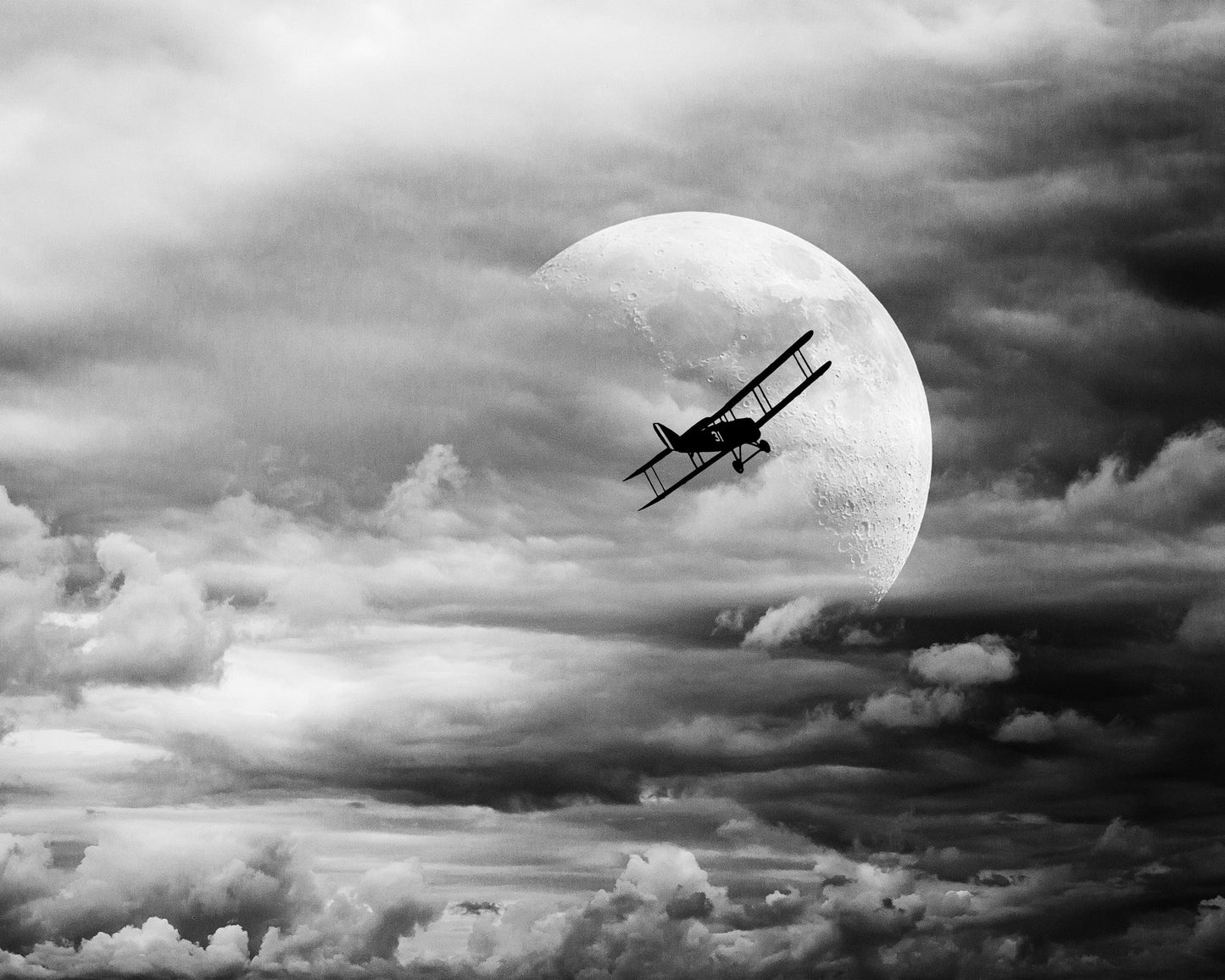 Vintage Plane Moon Flight