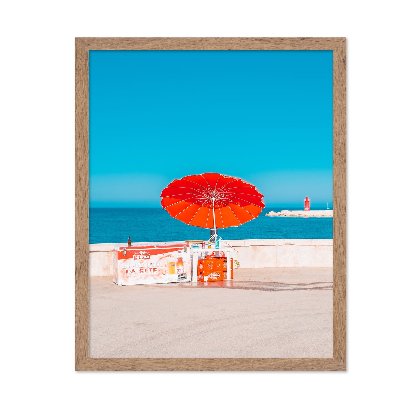 Red Umbrella Beach Stand