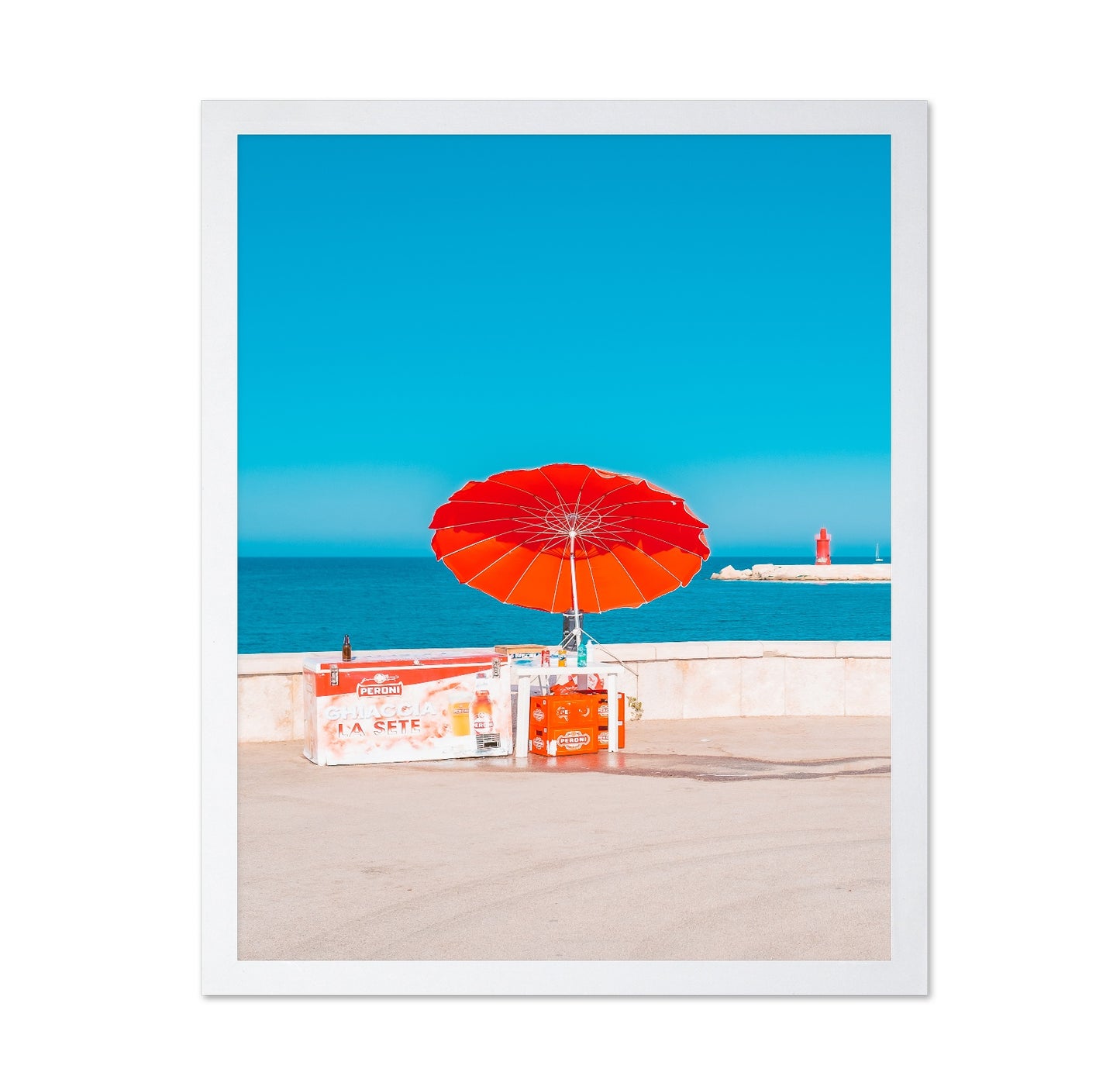Red Umbrella Beach Stand