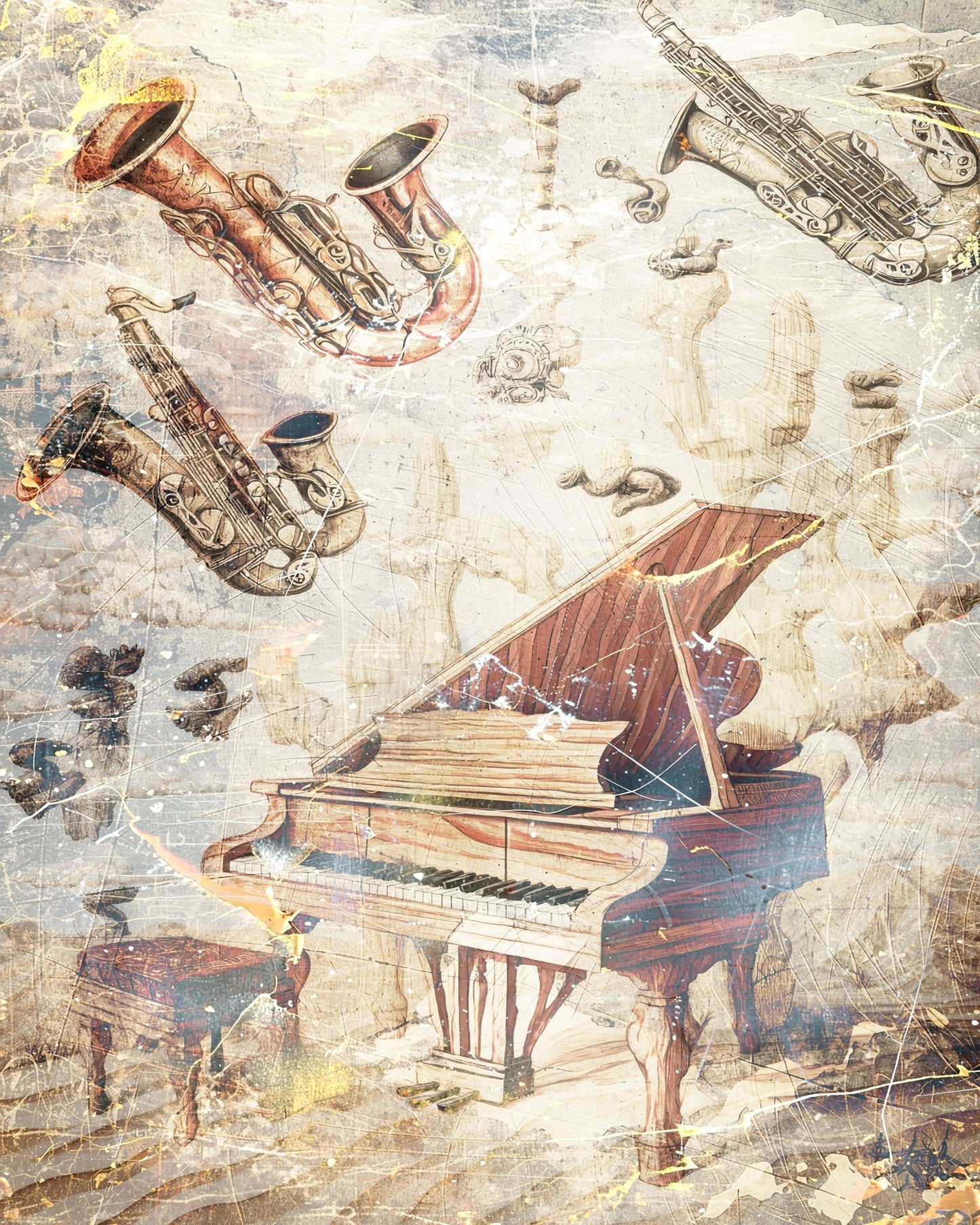 Surreal Vintage Piano