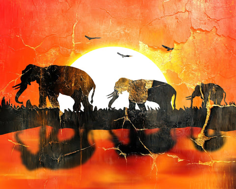 African Sunset Elephants