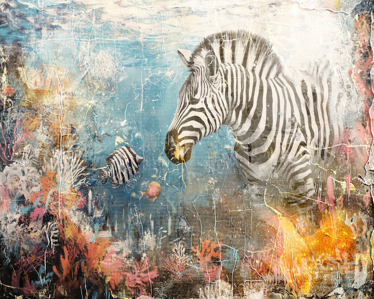 Surreal Zebra Ocean Scene