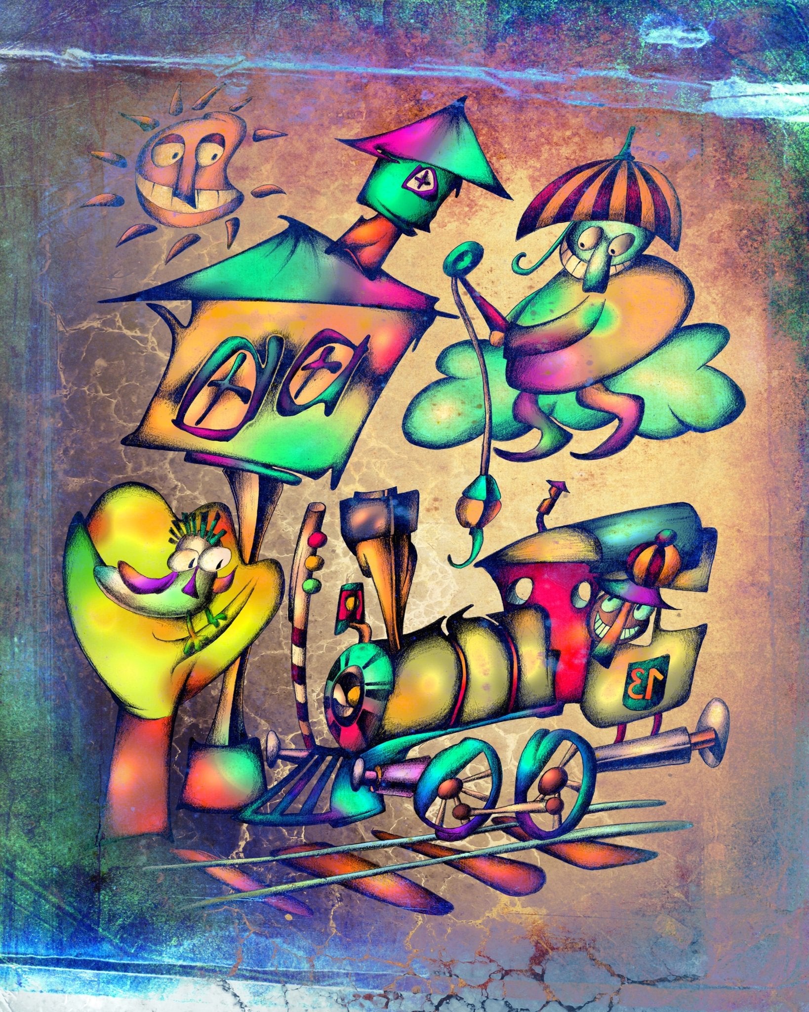 Whimsical Train Scene