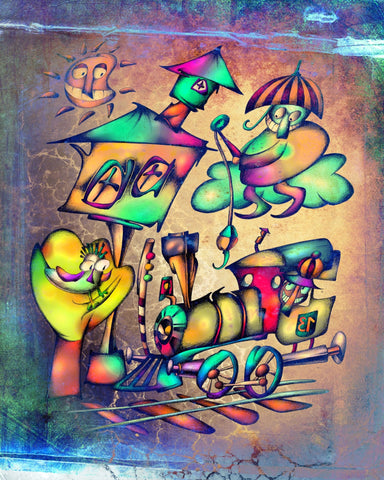 Whimsical Train Scene