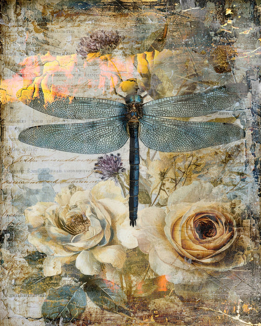 Vintage Dragonfly Floral