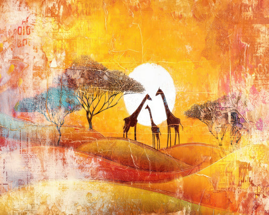 Giraffe Sunset Scene