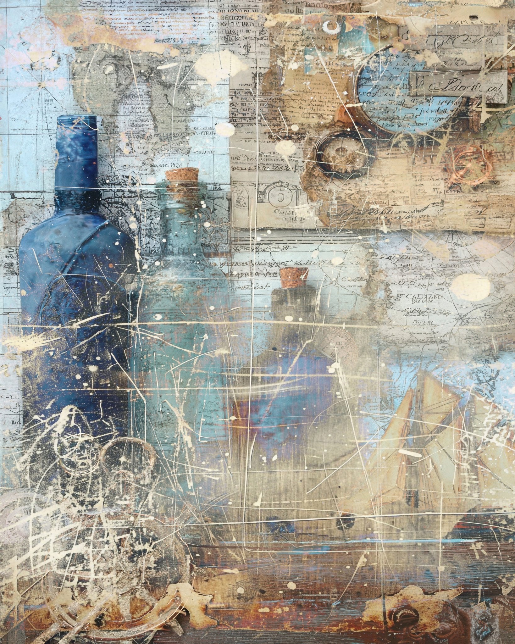 Nautical Bottle Collage