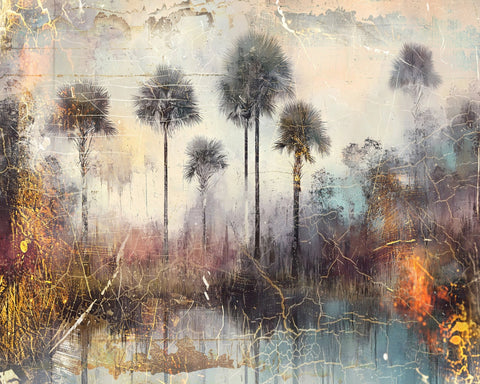 Palm Trees Mist Landscape