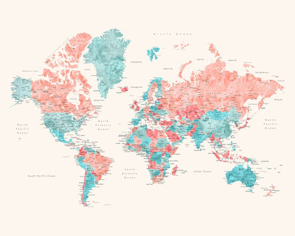Watercolor World Map No1