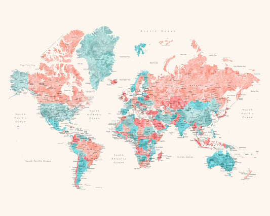 Watercolor World Map No1