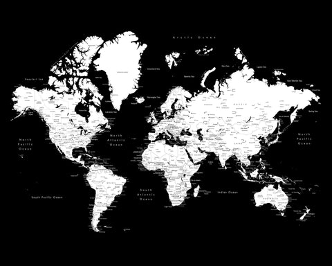 Black & White World Map