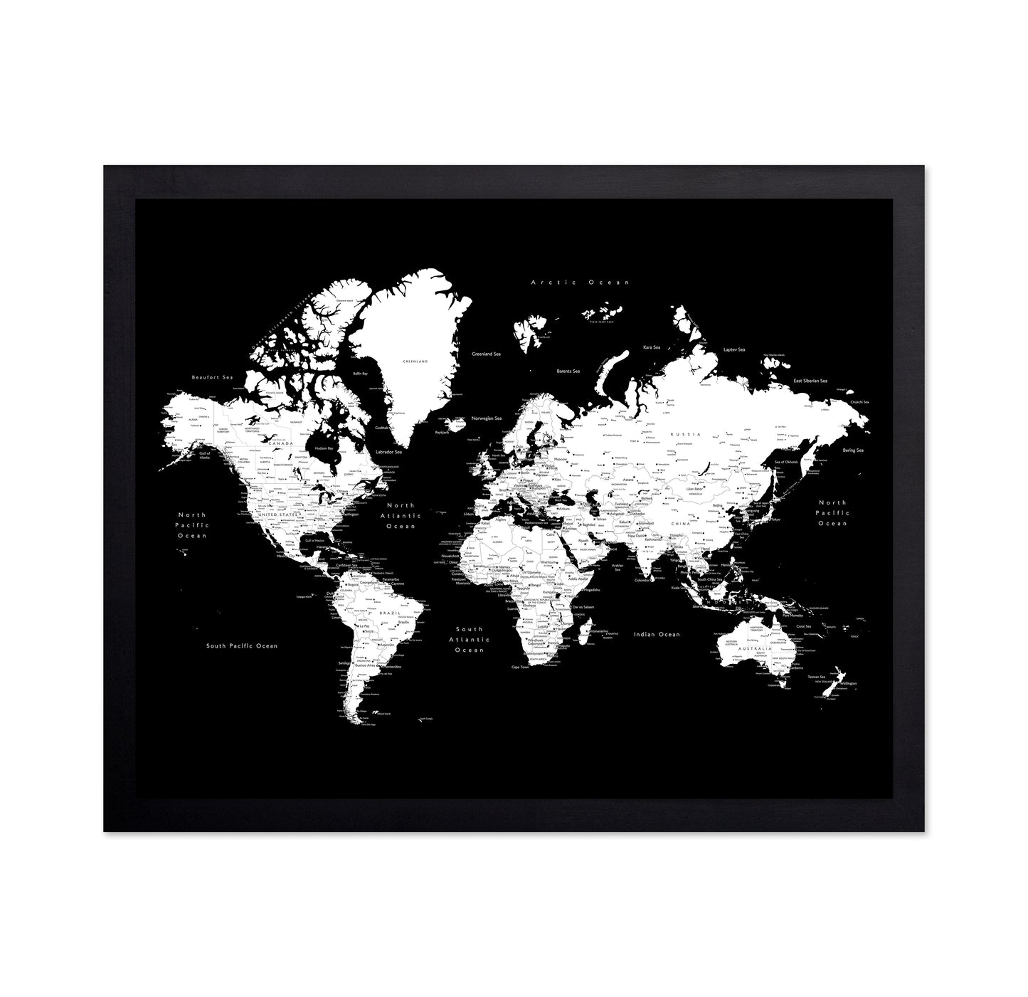 Black & White World Map
