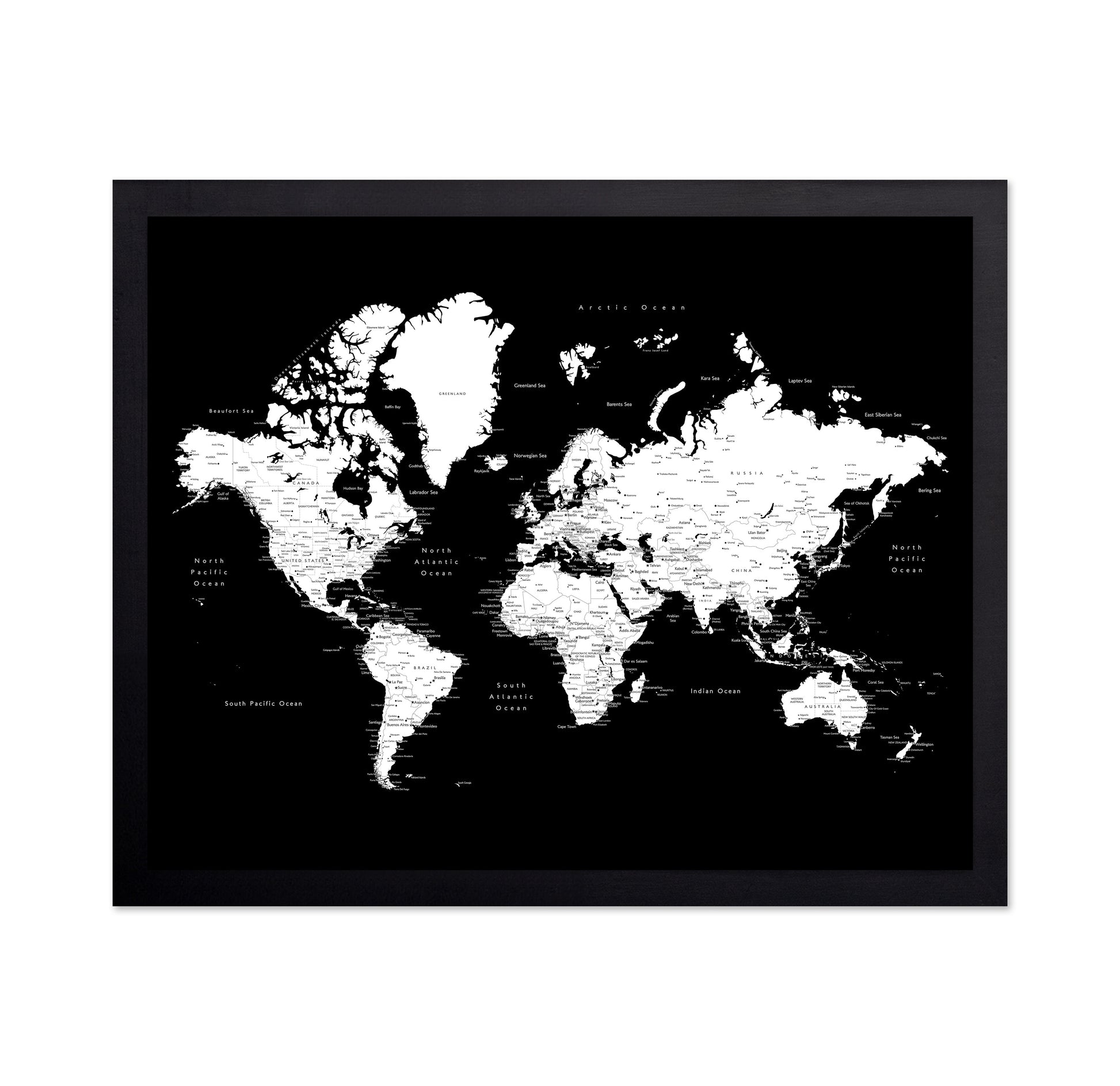 Black & White World Map