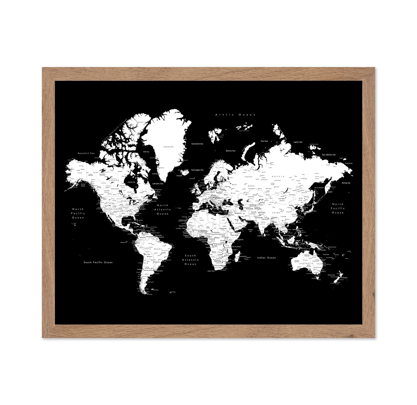 Black & White World Map