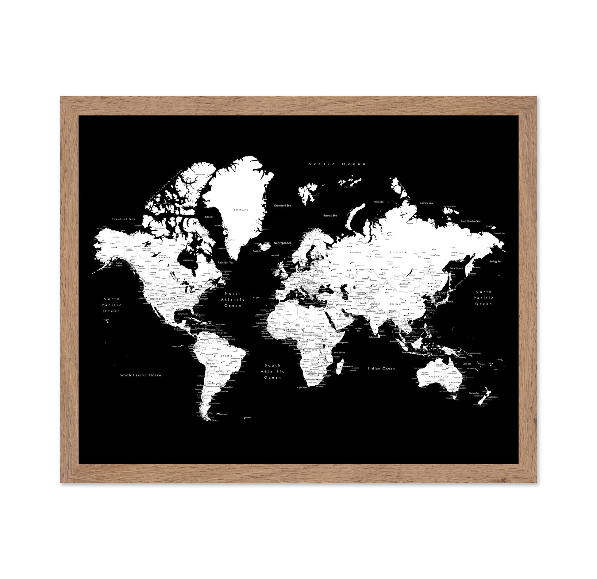 Black & White World Map