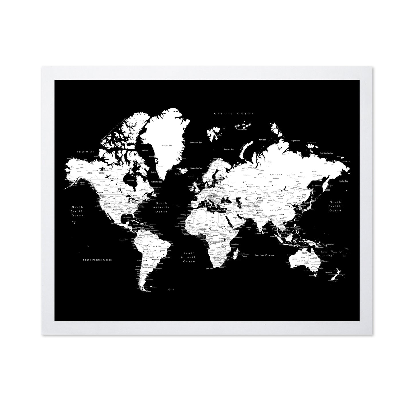 Black & White World Map