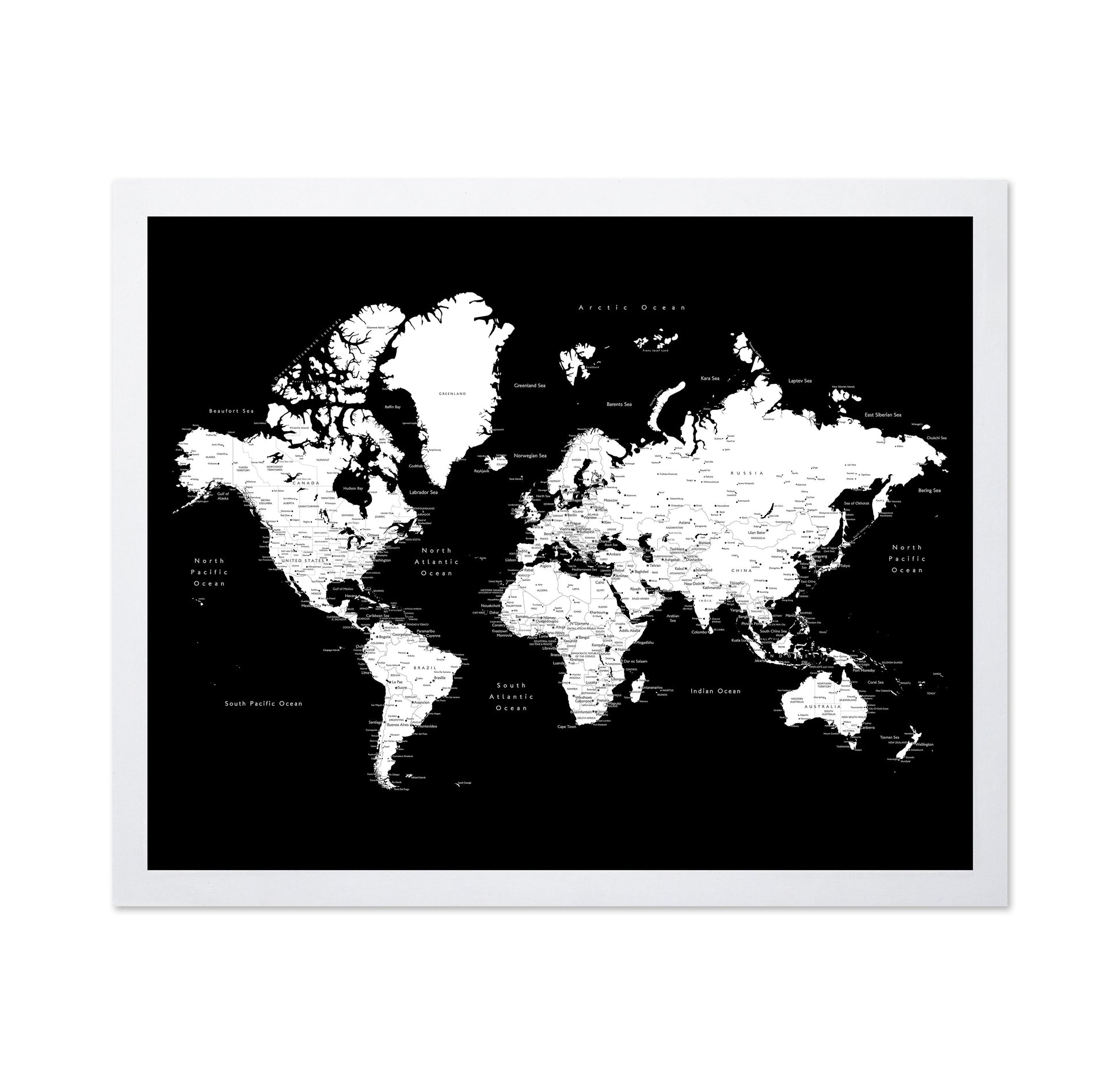 Black & White World Map