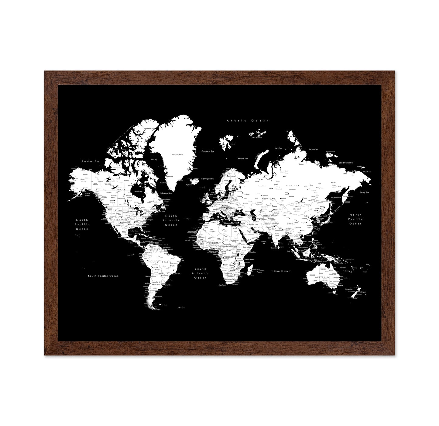 Black & White World Map