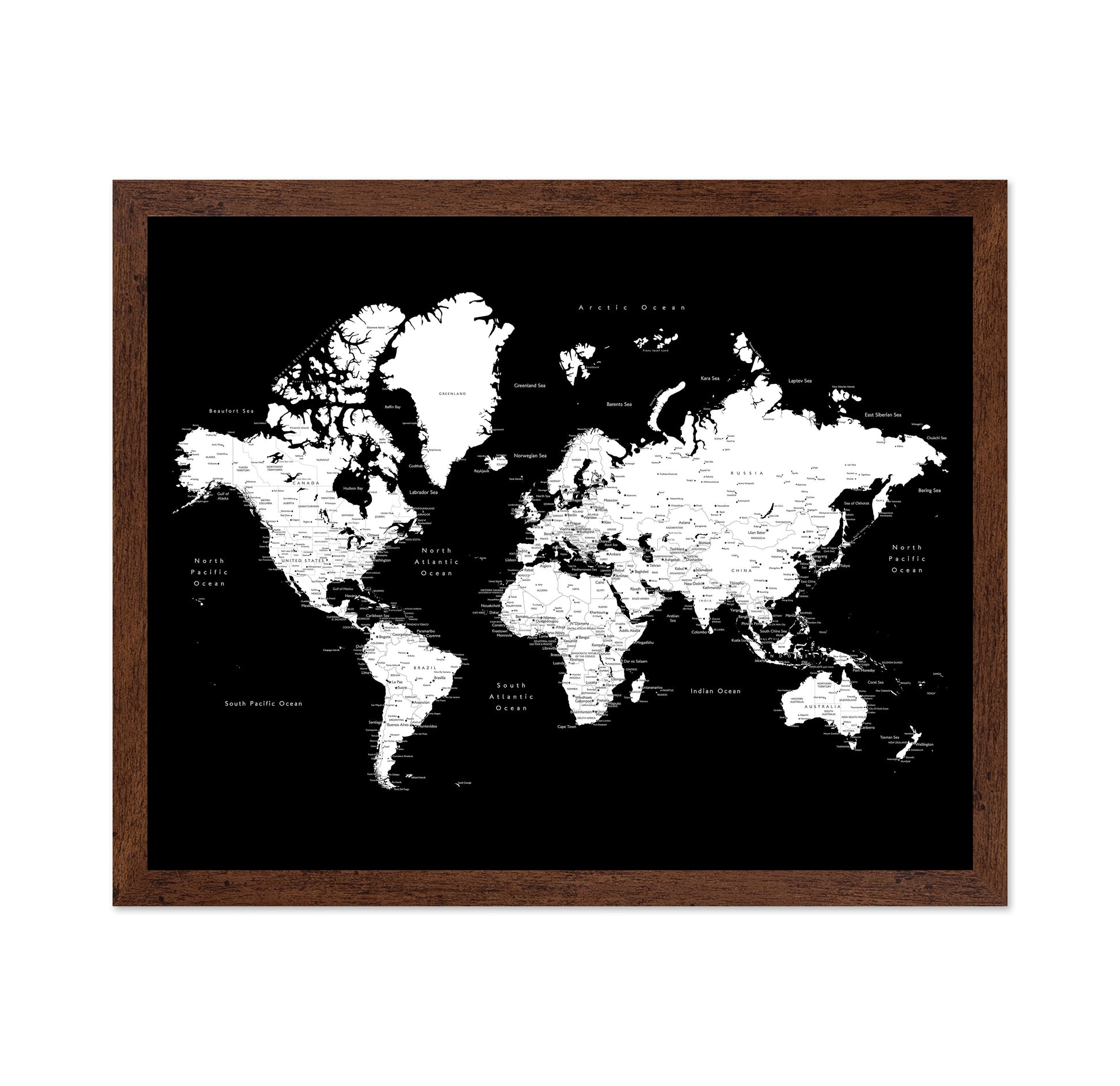 Black & White World Map