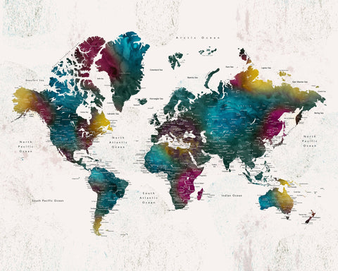 Vibrant Watercolor World Map