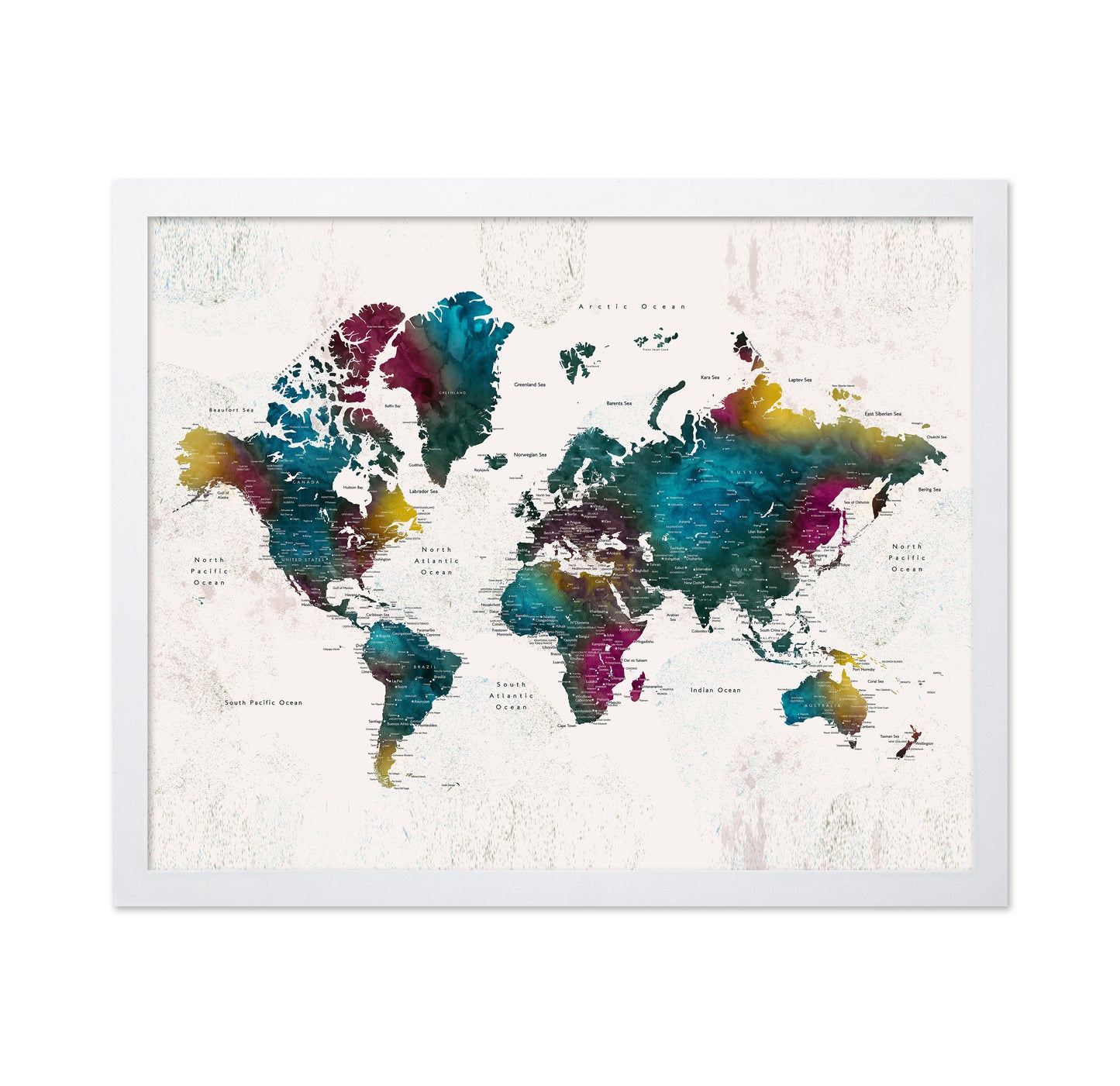 Vibrant Watercolor World Map