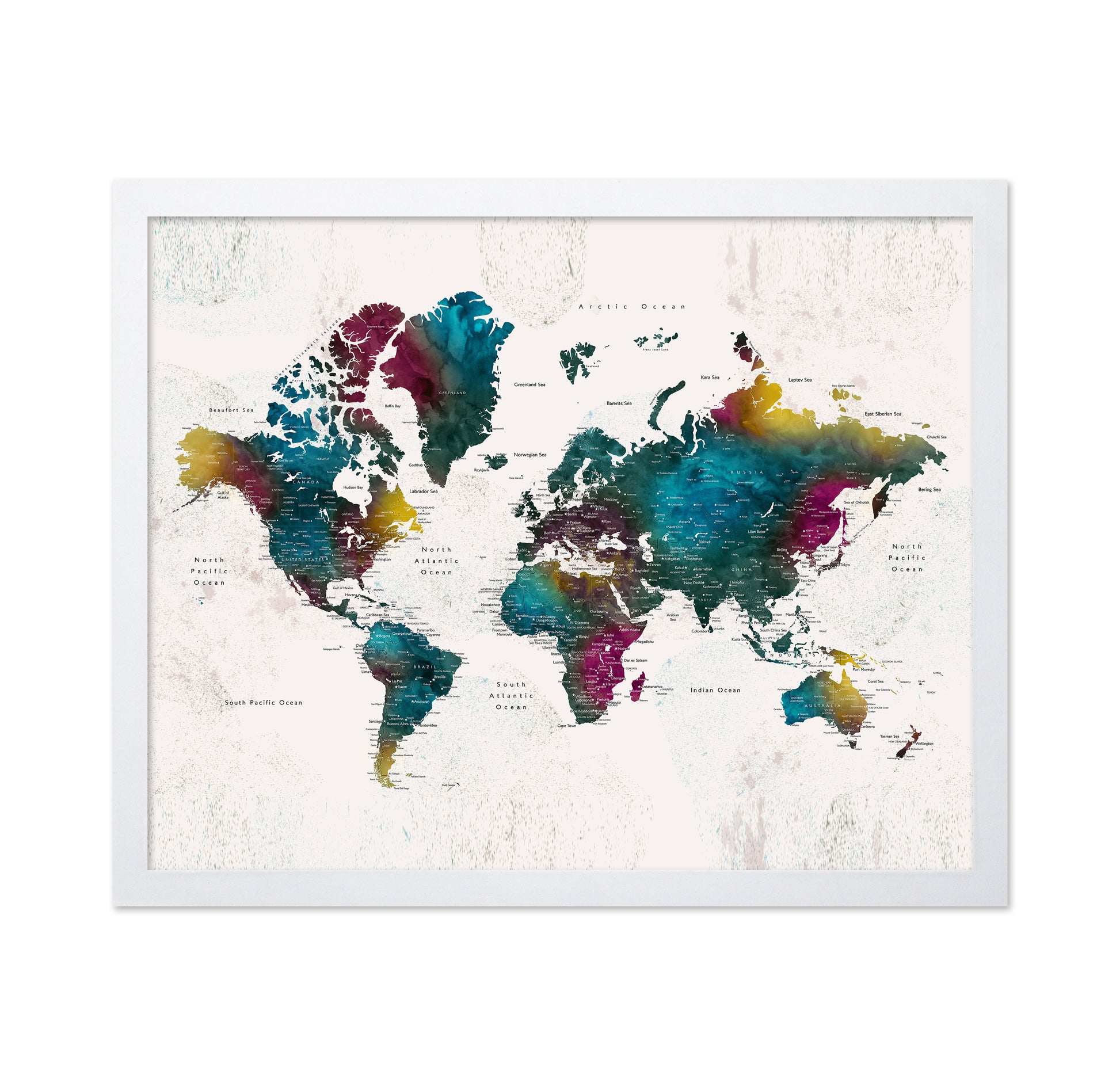 Vibrant Watercolor World Map