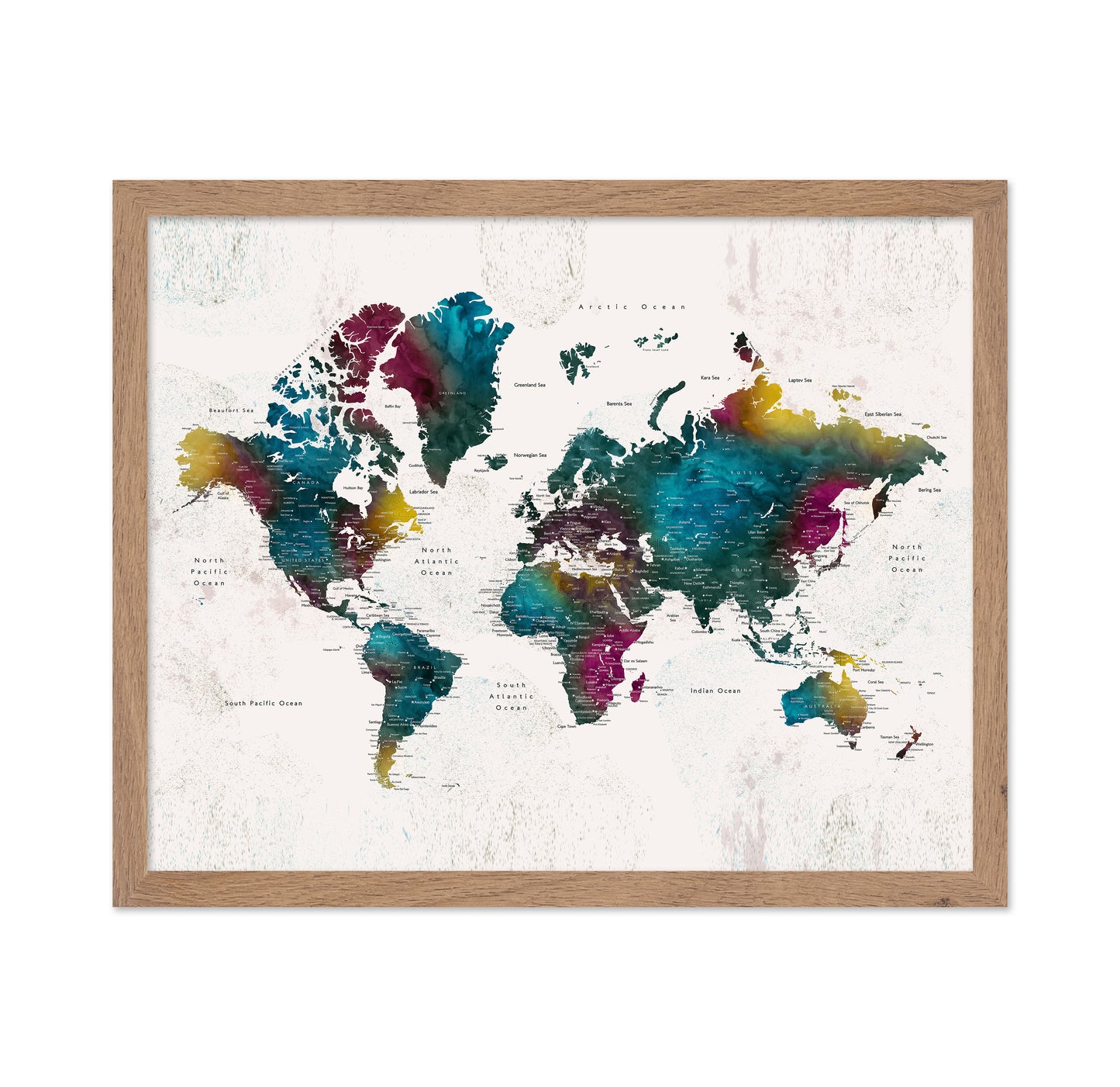 Vibrant Watercolor World Map