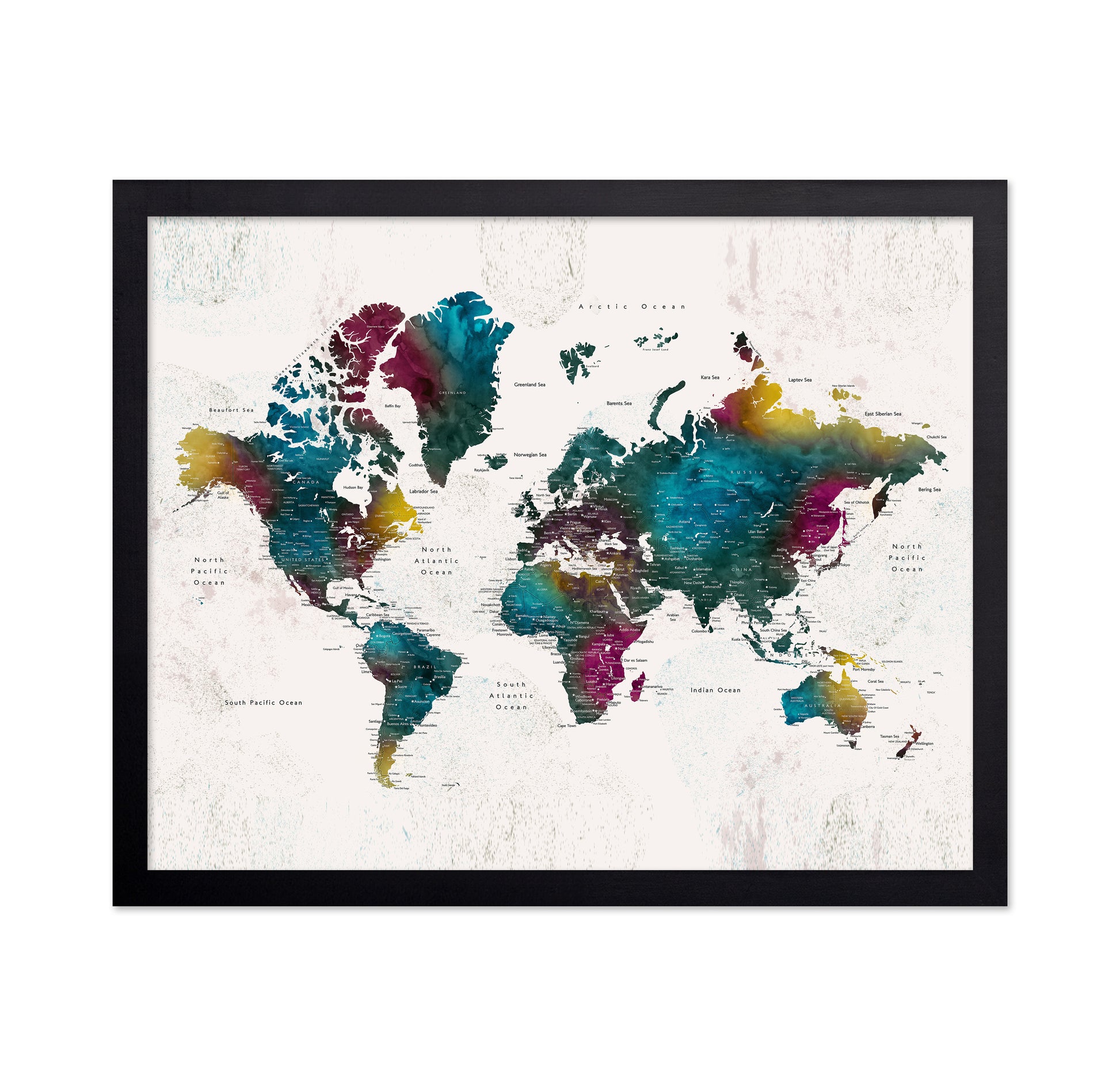 Vibrant Watercolor World Map