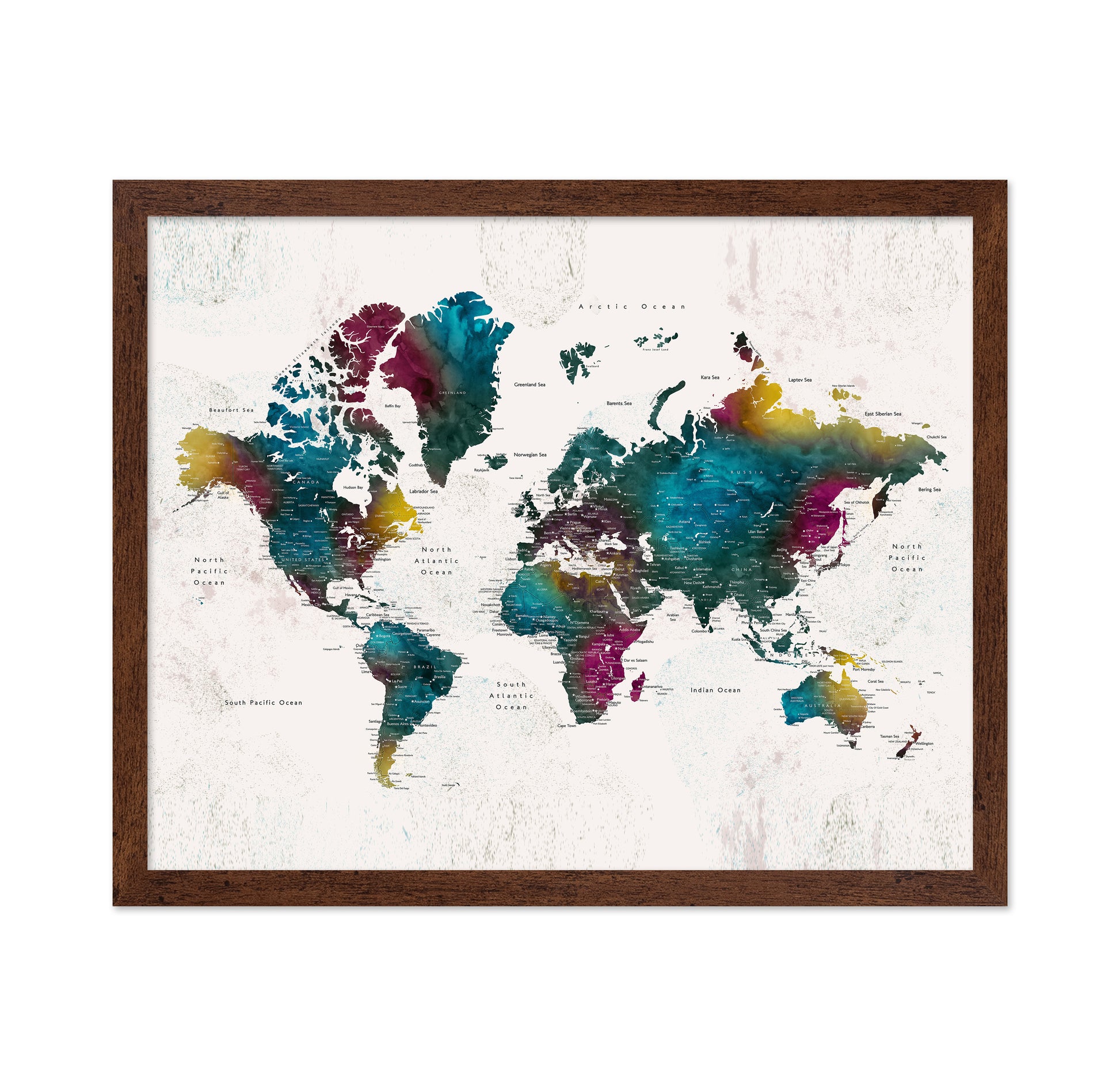 Vibrant Watercolor World Map
