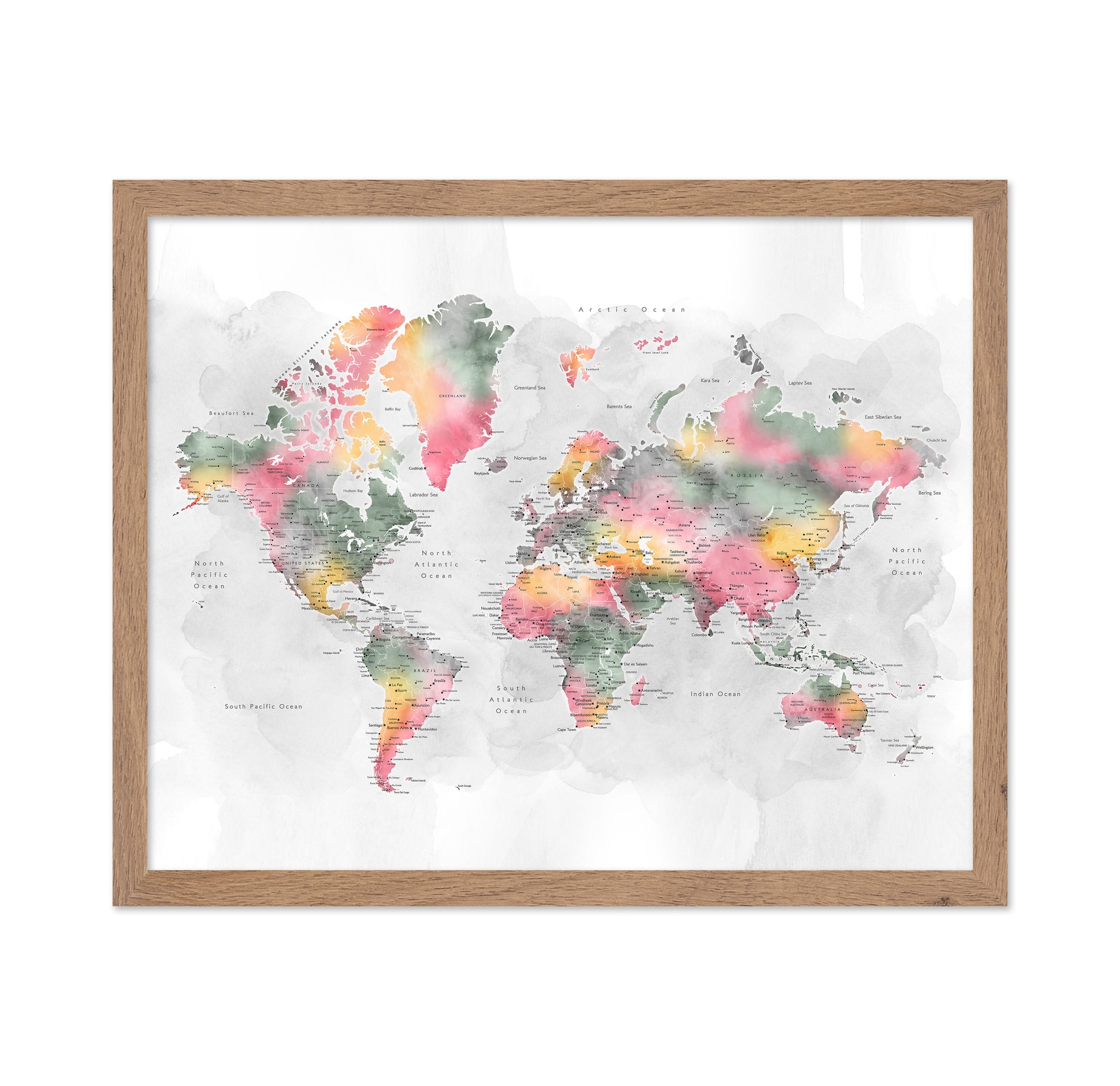 Soft Watercolor World Map