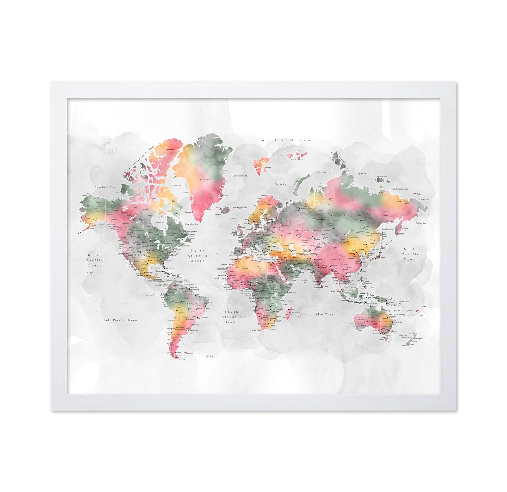 Soft Watercolor World Map