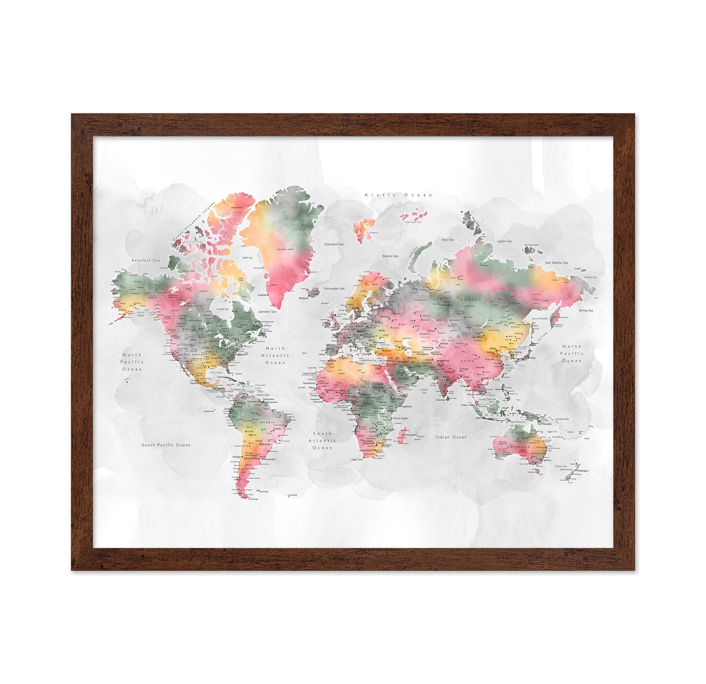 Soft Watercolor World Map