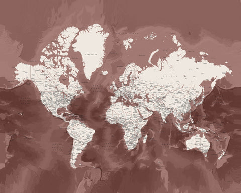 Vintage Sepia World Map with Cities