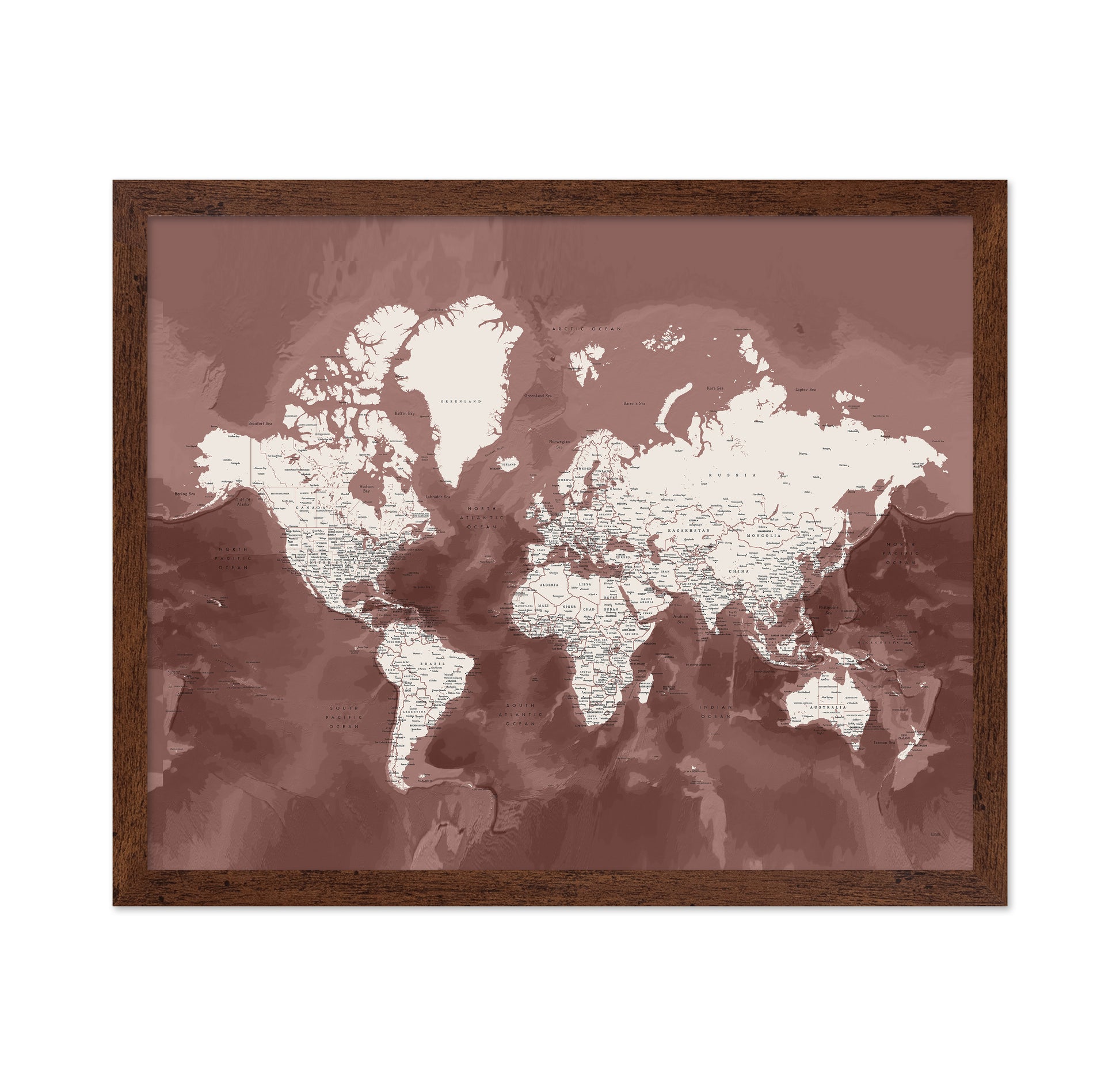 Vintage Sepia World Map with Cities