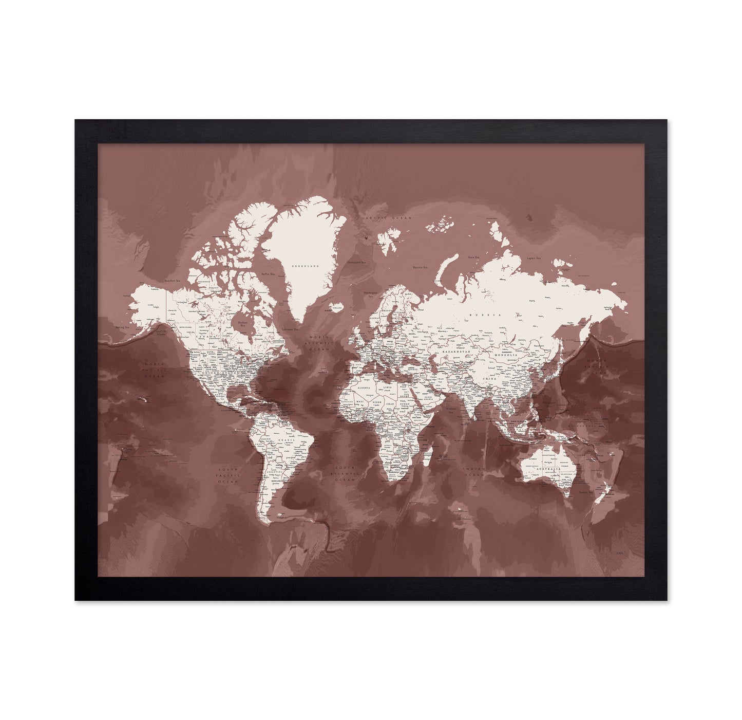 Vintage Sepia World Map with Cities