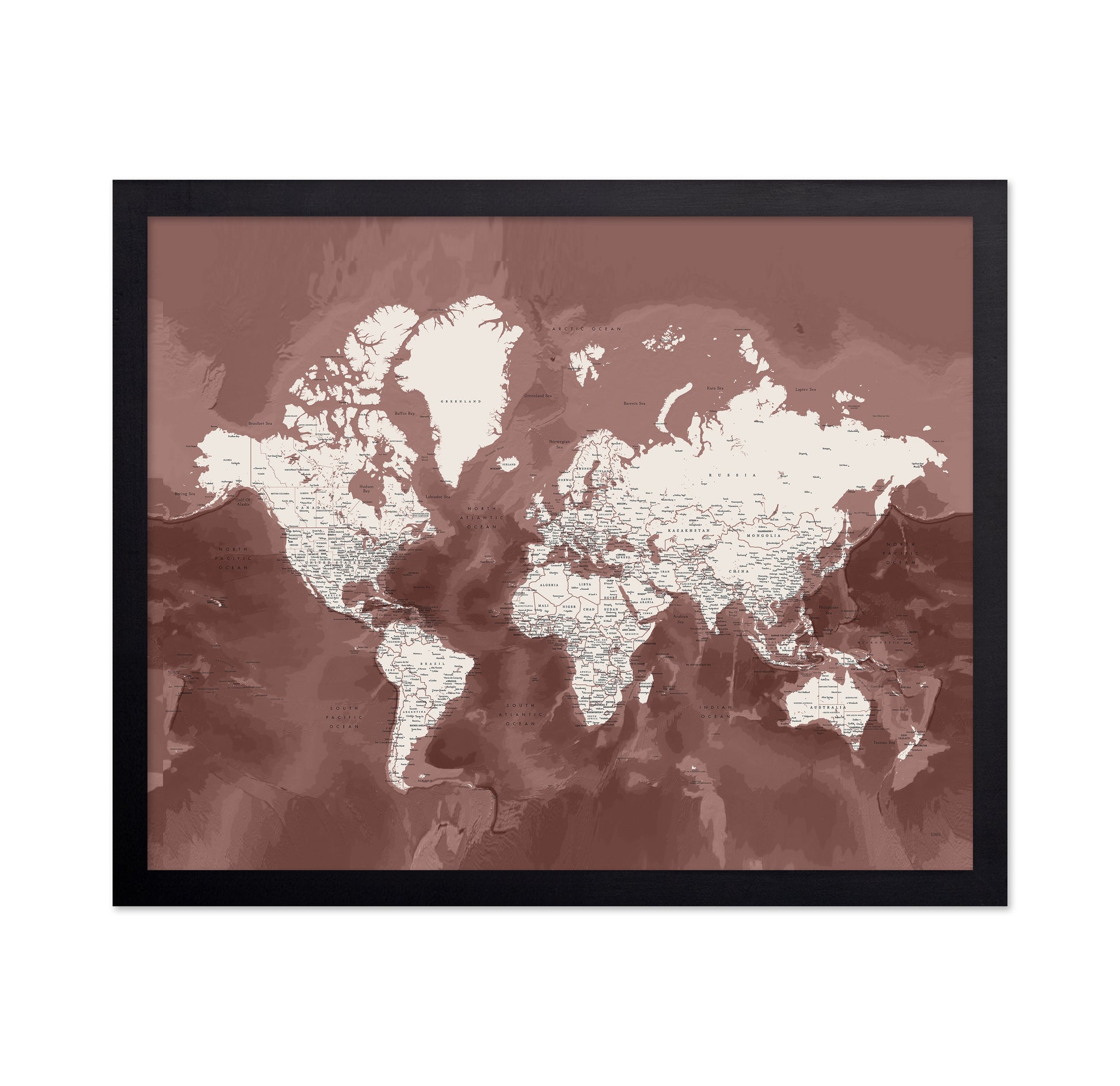Vintage Sepia World Map with Cities