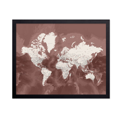 Vintage Sepia World Map with Cities