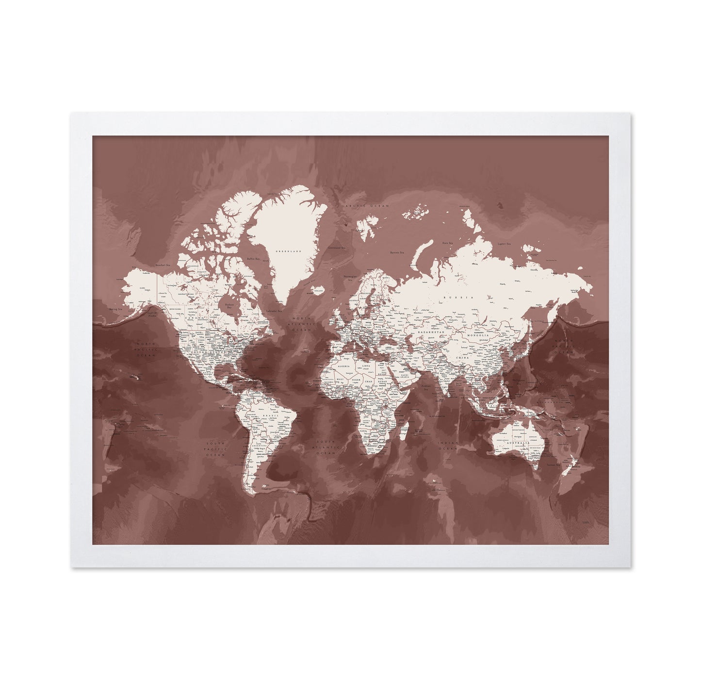 Vintage Sepia World Map with Cities