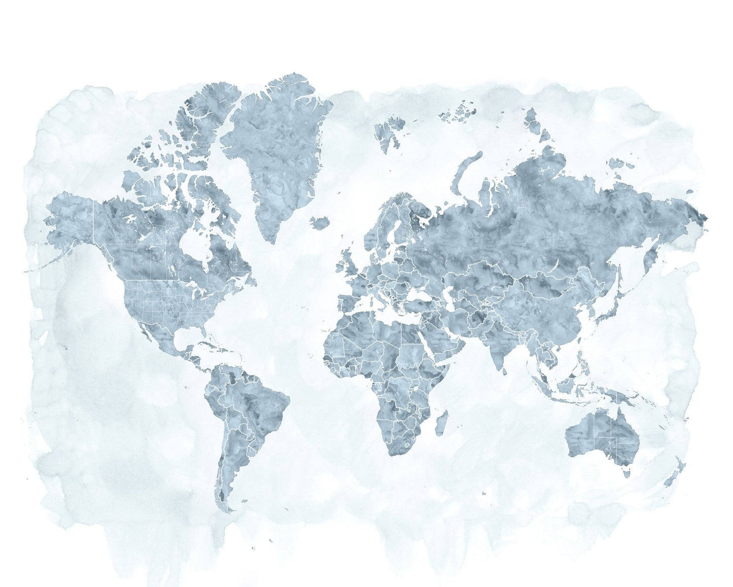 Blue Watercolor World Map